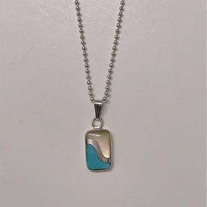 Sterling silver turquoise & Pearl colored necklace